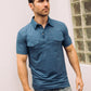 Mens Pearl Snap Buttons Navy Western Polo