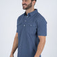 Mens Pearl Snap Buttons Navy Western Polo