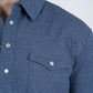 Mens Pearl Snap Buttons Navy Western Polo