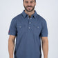 Mens Pearl Snap Buttons Navy Western Polo