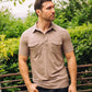 Mens Pearl Snap Buttons Brown Western Polo