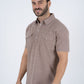 Mens Pearl Snap Buttons Brown Western Polo