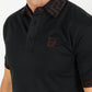Cotton Knit Polo with Logo Embroidery - Black