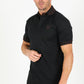 Cotton Knit Polo with Logo Embroidery - Black