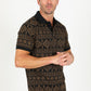 Men's Cotton Modern Fit Black Aztec Printed Polo