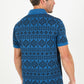 Men's Cotton Modern Fit Blue Aztec Printed Polo