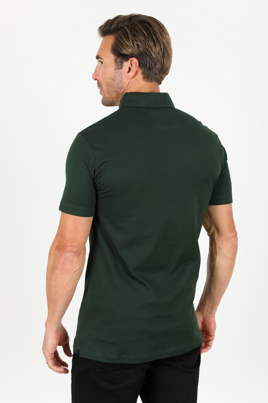 Cotton Knit Polo with Chest Pocket - Green