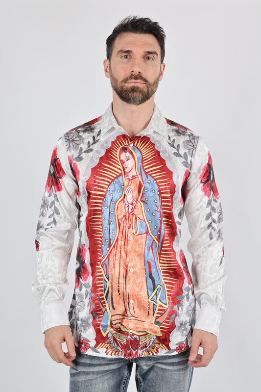 Mens Jacquard Fabric Modern Fit GUADALUPE Print Shirt