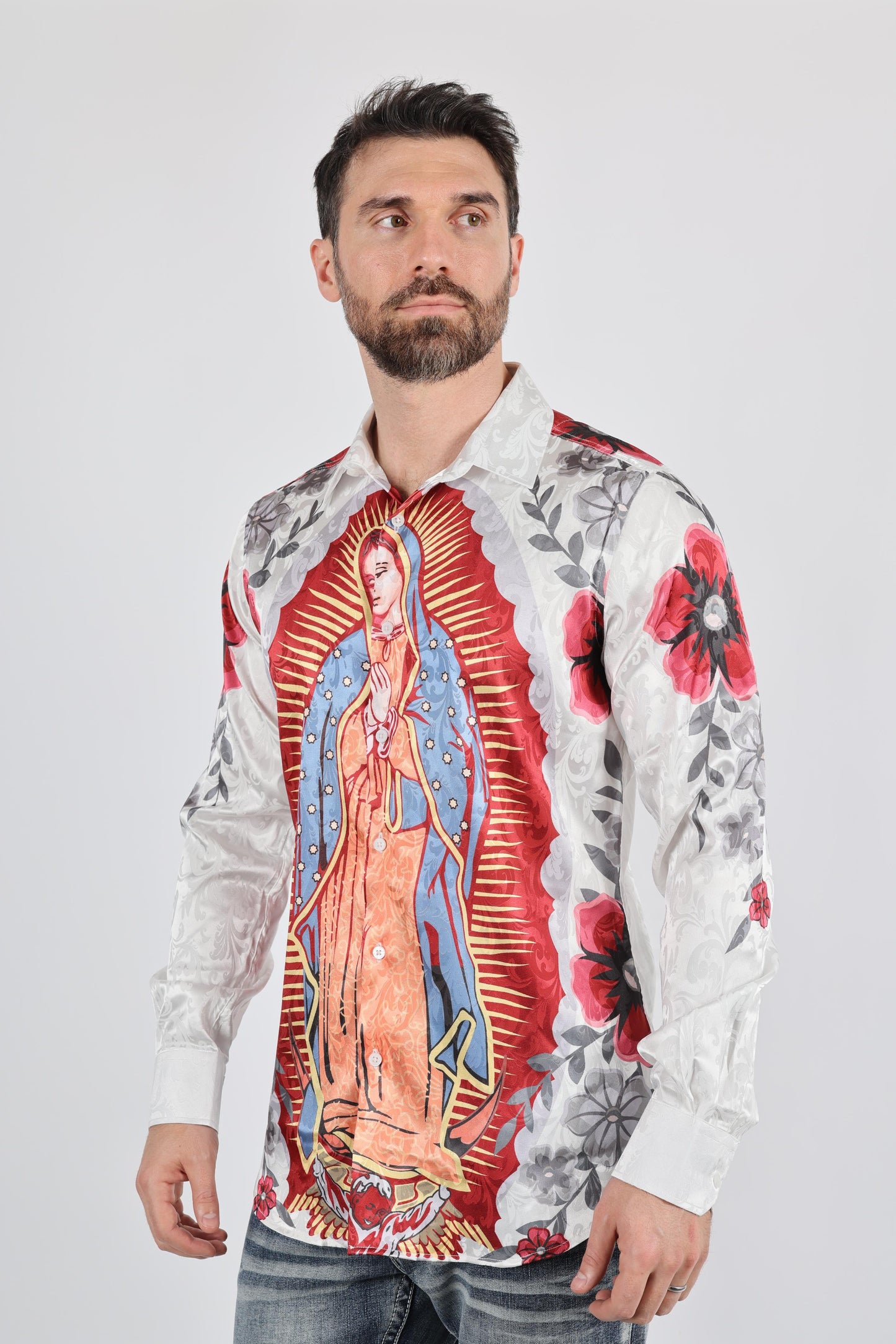 Mens Jacquard Fabric Modern Fit GUADALUPE Print Shirt