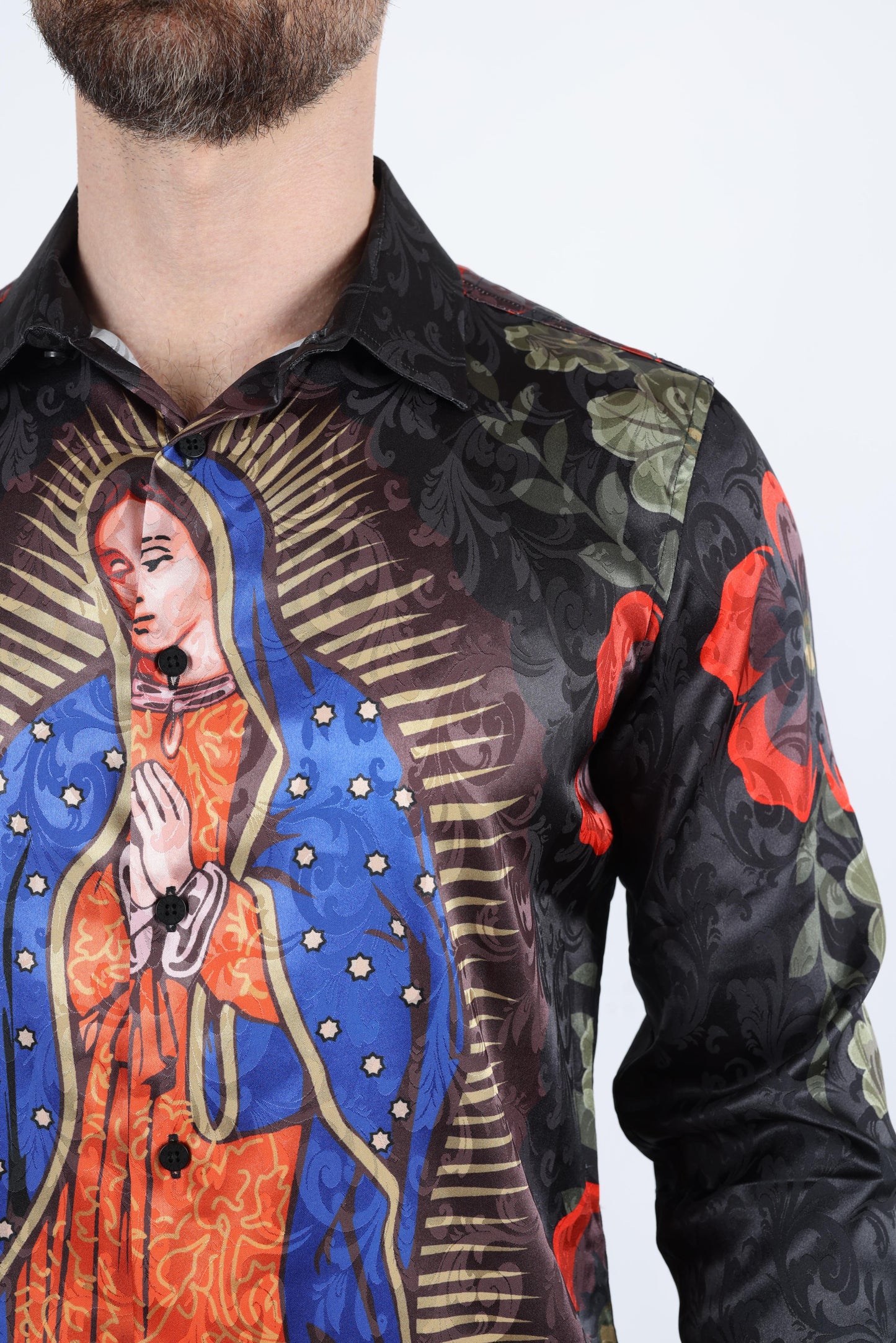 Mens Jacquard Fabric Modern Fit GUADALUPE Print Shirt