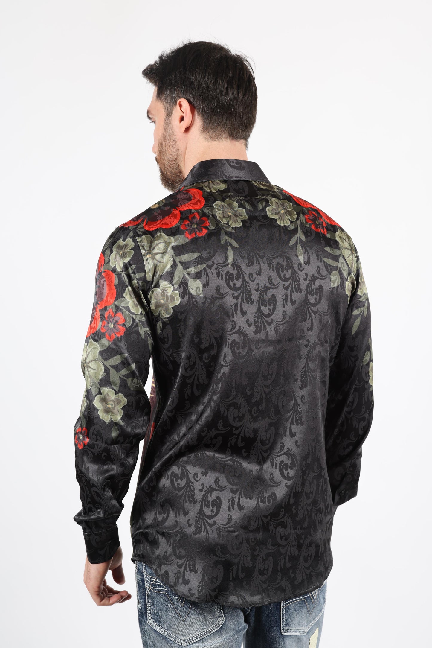 Mens Jacquard Fabric Modern Fit GUADALUPE Print Shirt