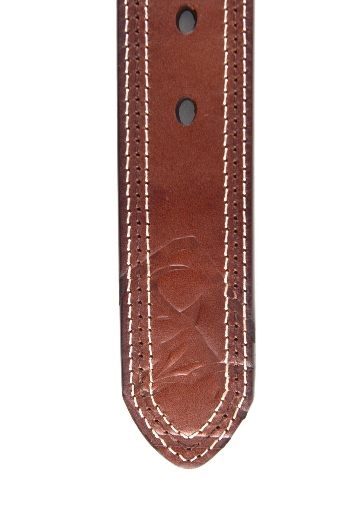 Mens Genuine Leather Stamped Belt - Brown