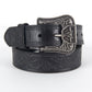Mens Genuine Leather Stamped Belt - Black