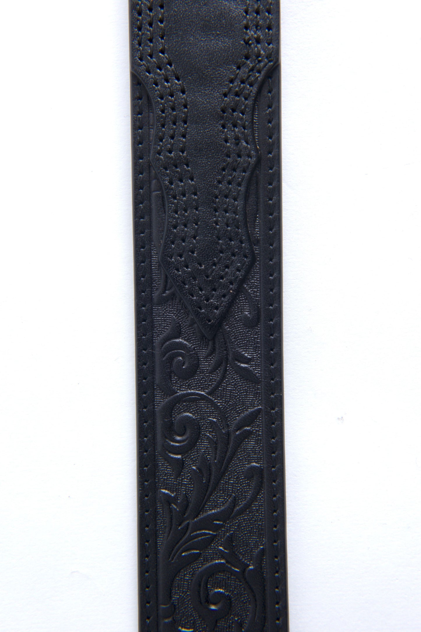 Mens Genuine Leather Stamped Belt - Black