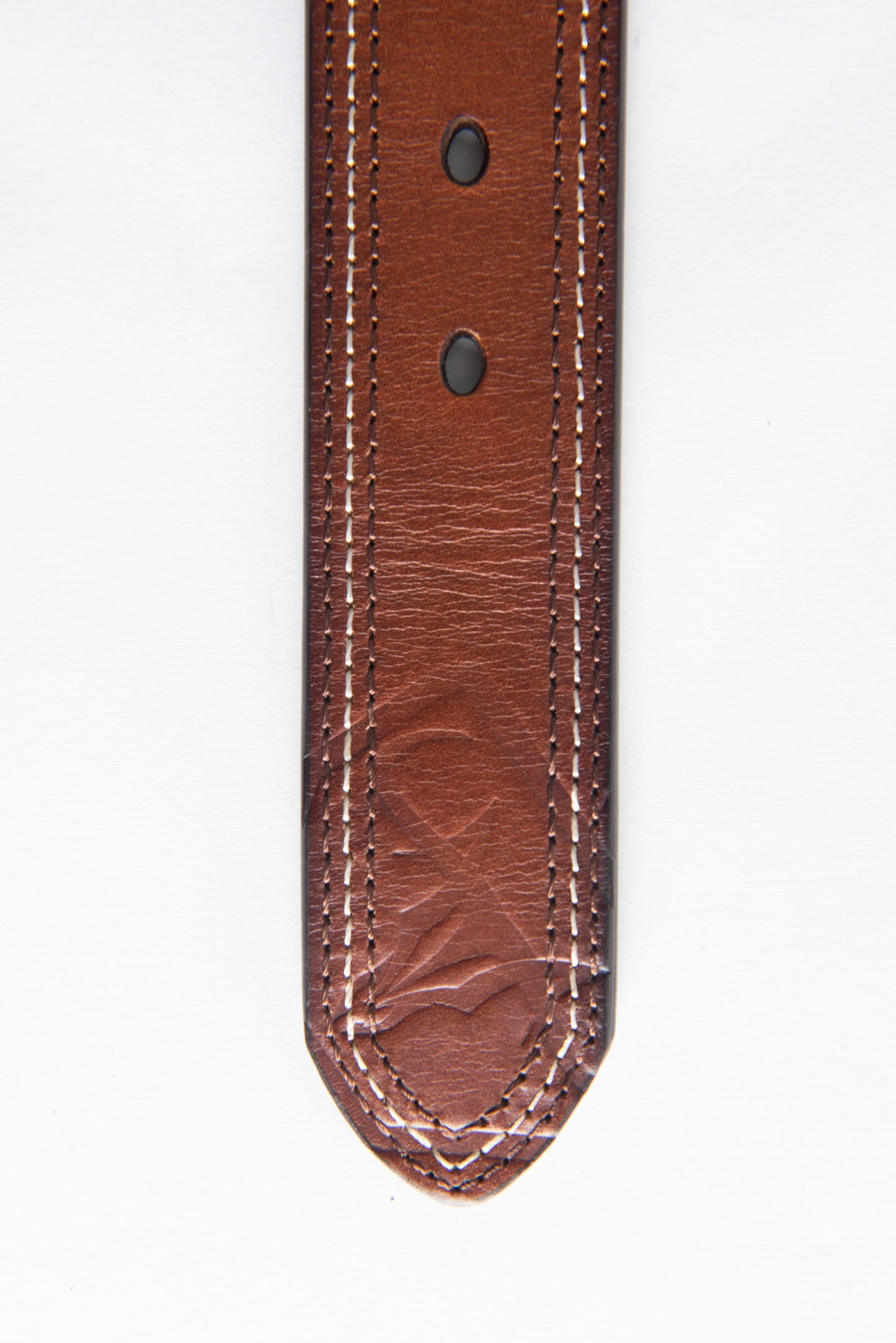 Genuine Leather and Faux Calf Hair Western Belt - Brown