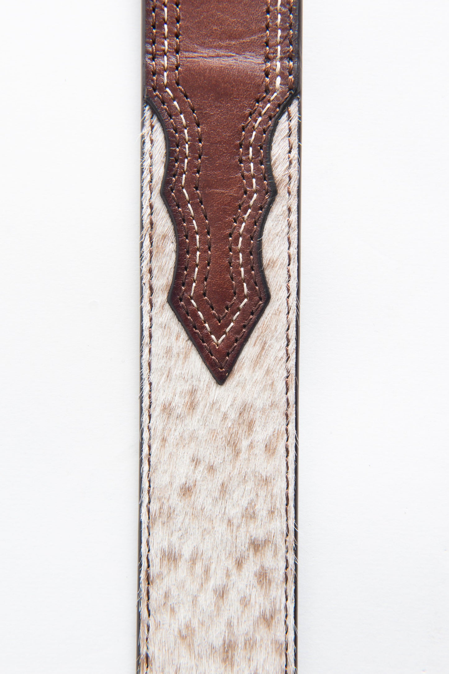 Genuine Leather and Faux Calf Hair Western Belt - Brown