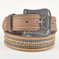 Mens Genuine Leather 3D Hand Stitched Belt - Brown