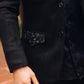 black embroidered suede blazer men platini detail