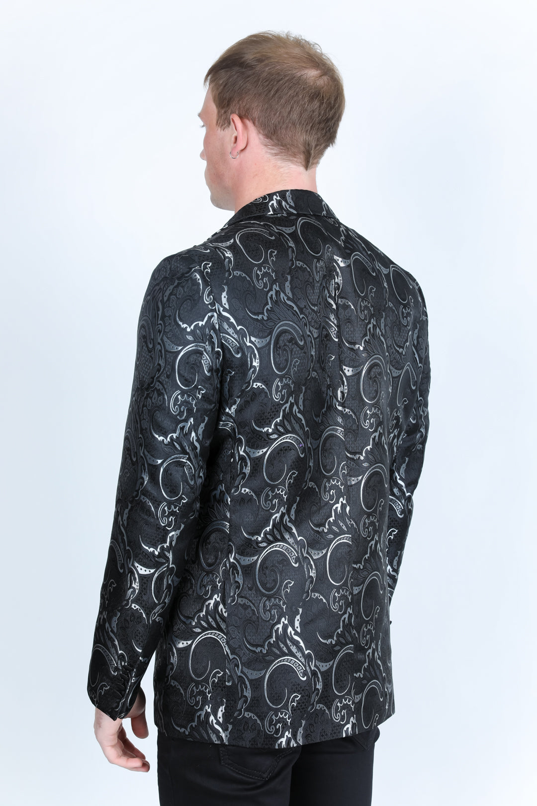 black/silver modern fit evening blazer men platini back