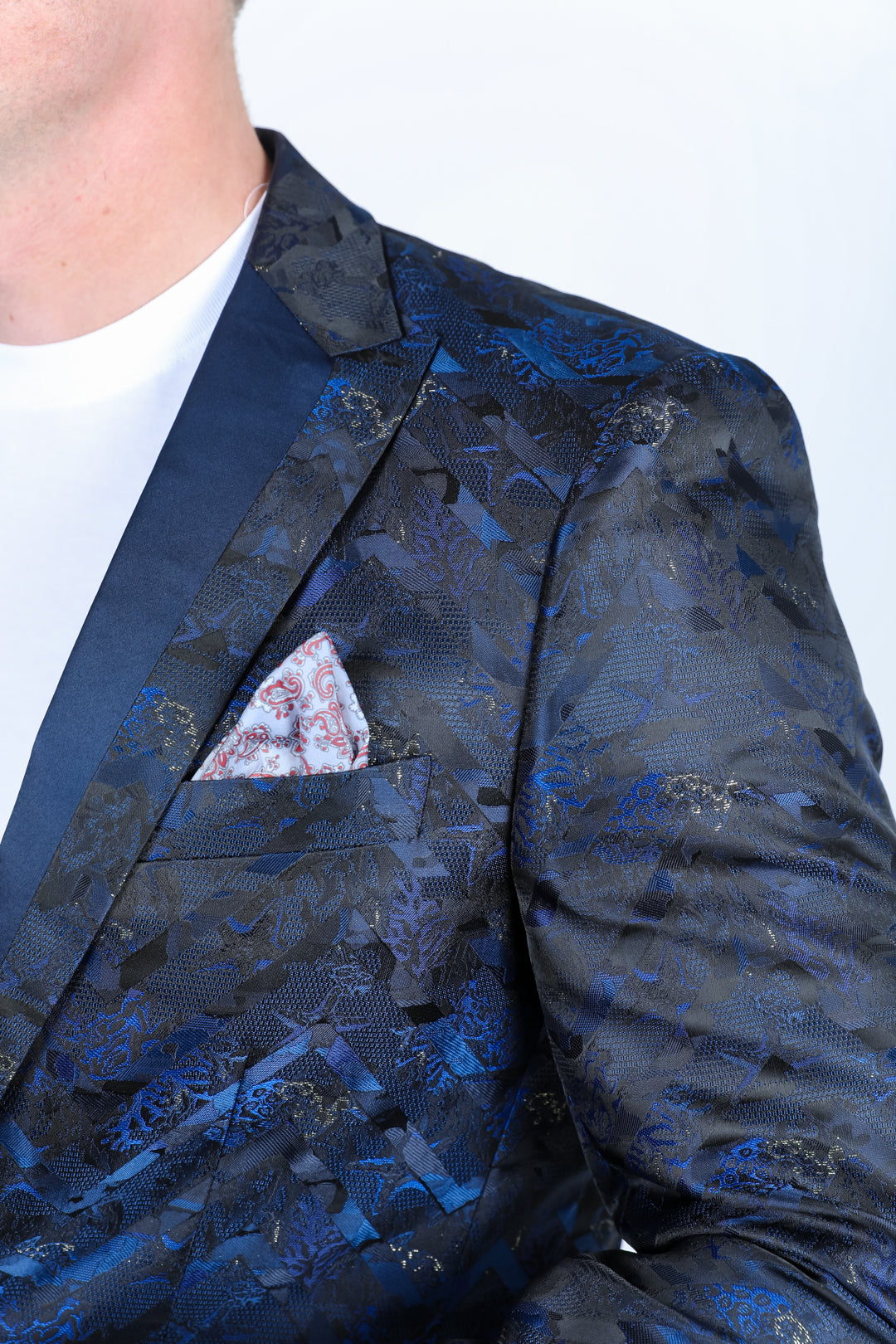 navy modern fit evening blazer men platini  detail