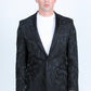 black modern fit evening blazer men platini front
