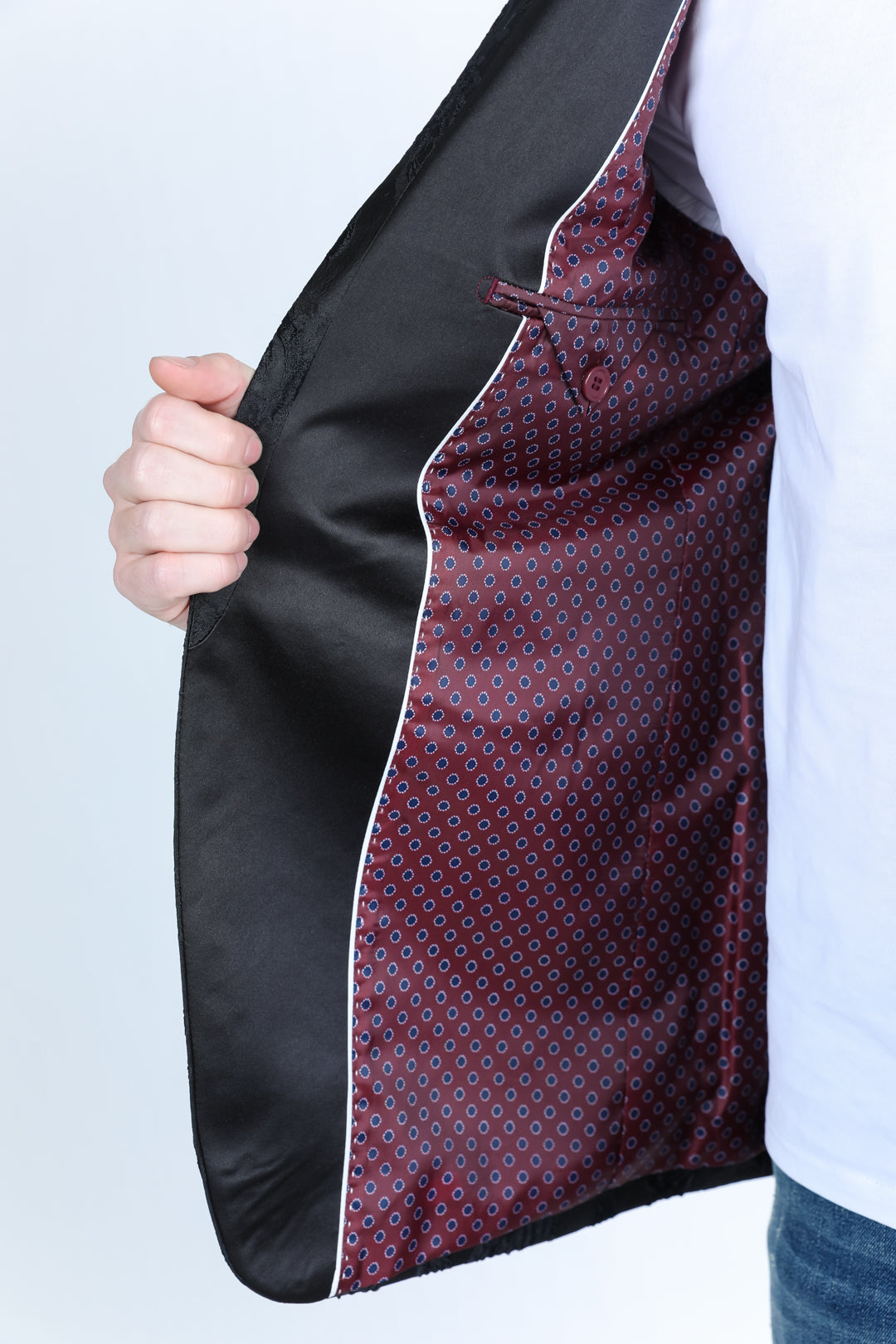 black modern fit evening blazer men platini detail