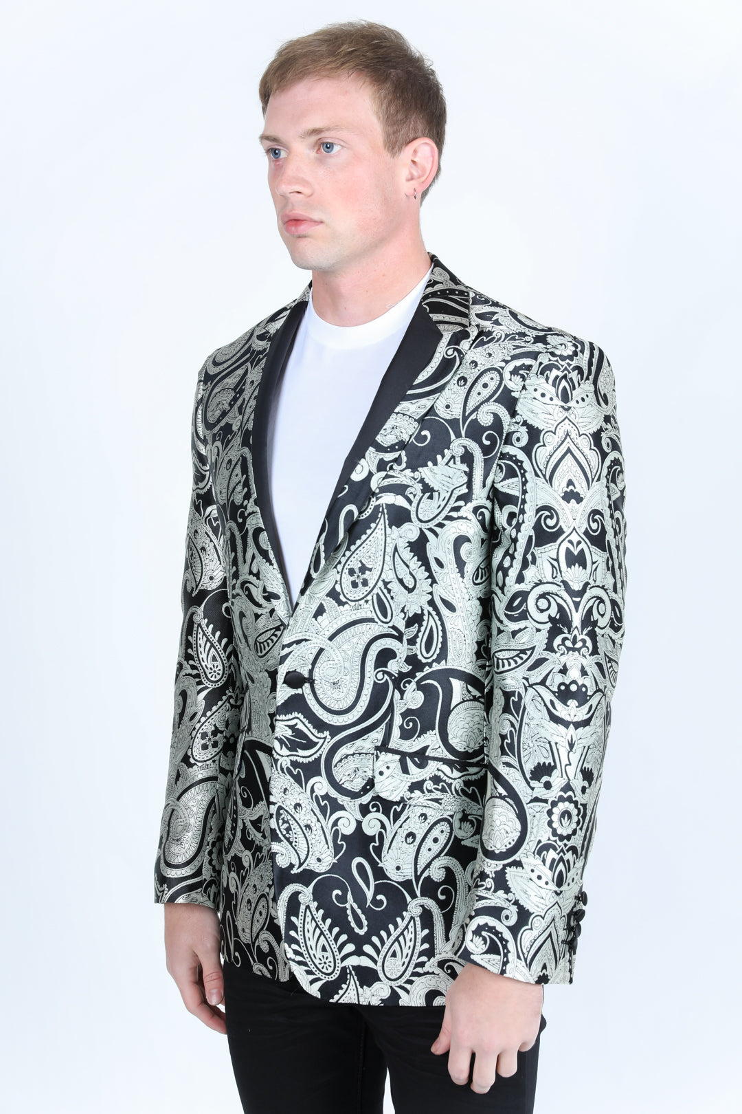 silver modern fit evening blazer men platini 