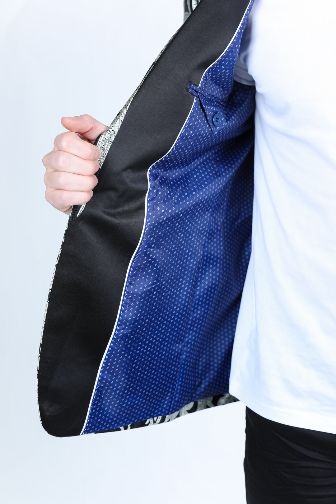 silver modern fit evening blazer men platini detail