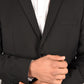 black slim fit dress suit men platini close up
