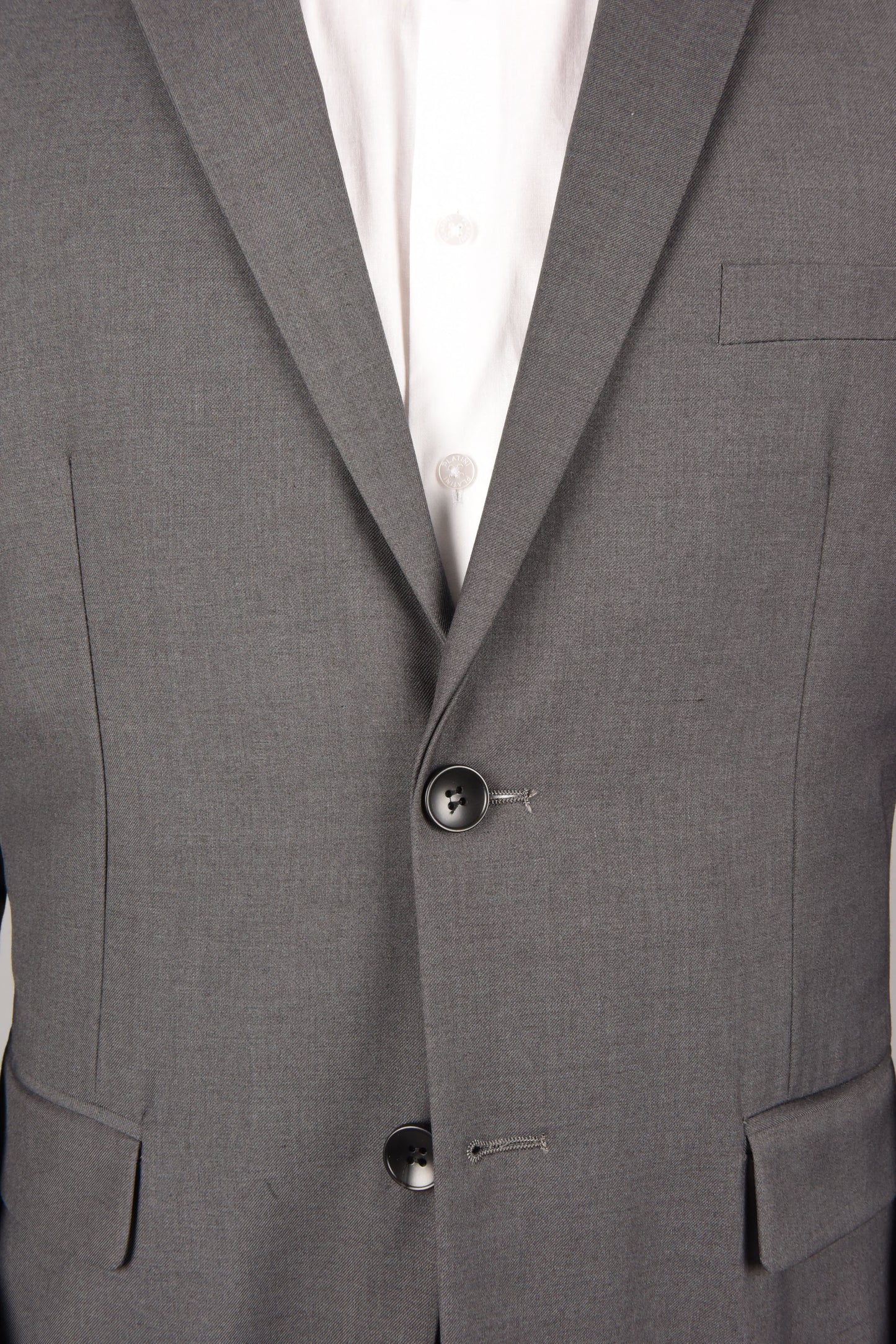 charcoal slim fit dress suit men platini close up