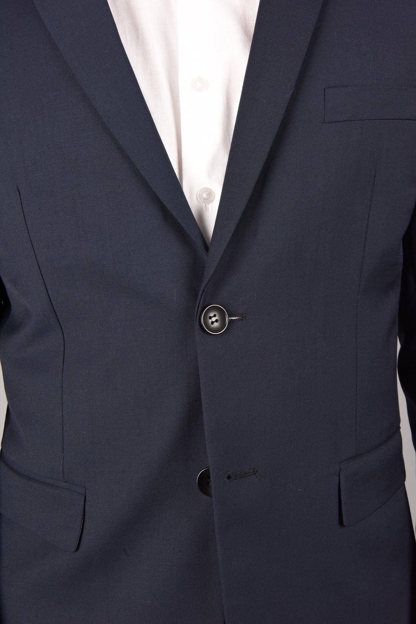 navy slim fit dress suit men platini close up