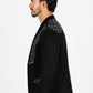 Men's Black Embroidered Faux-Suede Blazer