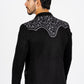 Men's Black Embroidered Faux-Suede Blazer