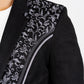 Men's Black Embroidered Faux-Suede Blazer