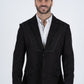 Men's Black Embroidered Faux-Suede Blazer