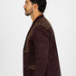 Men's Dark Brown Embroidered Faux-Suede Blazer