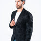 Men's Double Button Black Woven Printed Blazer