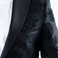 Men's Double Button Black Woven Printed Blazer