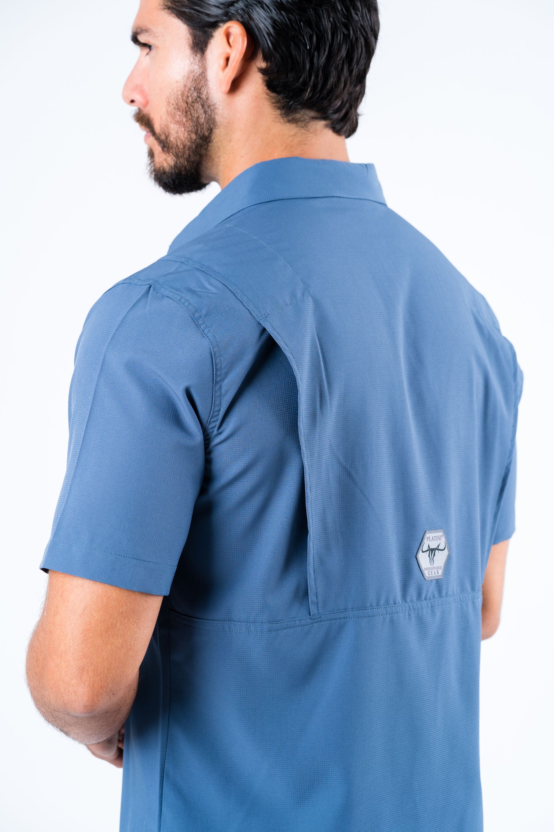 Men's Fishing Blue Short Sleeve Shirt – Platini Fashion