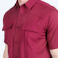 Men's Fishing Burgundy Short Sleeve Shirt