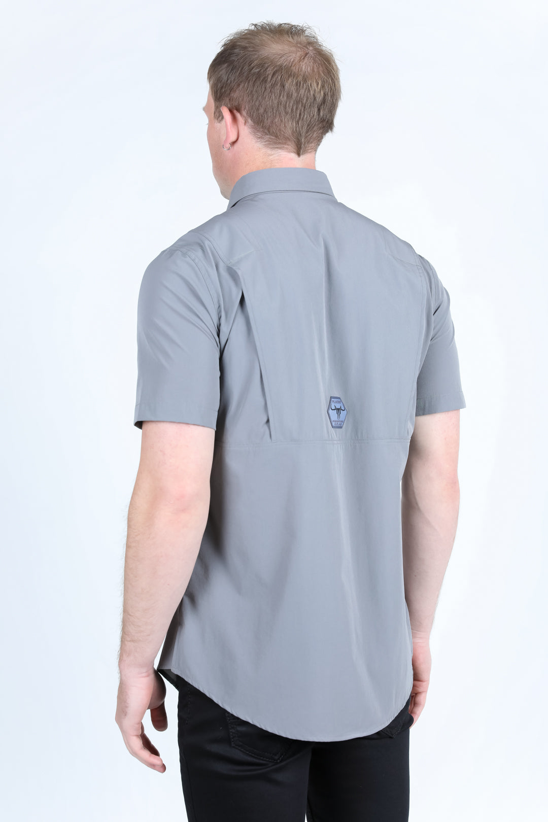 Men's Fishing Light Gray Short Sleeve Shirt