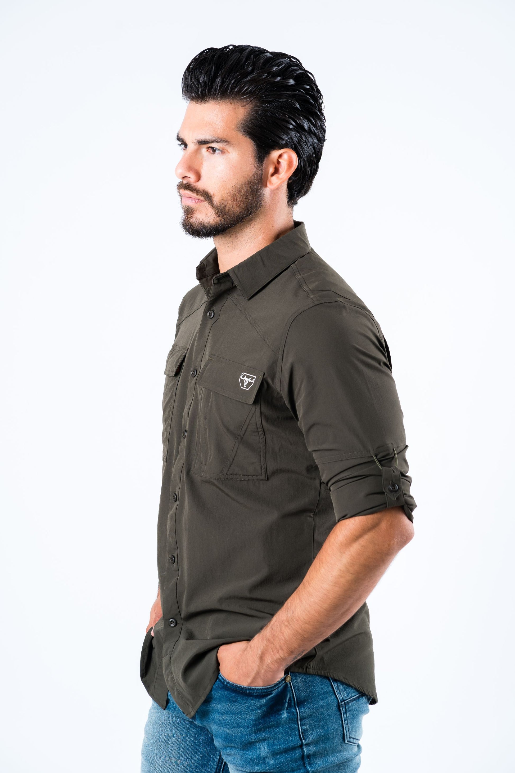 Men's Fishing Olive Long Sleeve Shirt – Platini Fashion