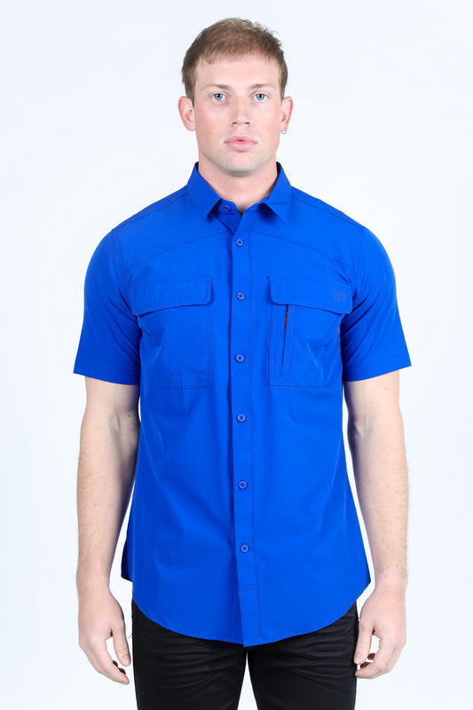 Men's Fishing Royal Blue Short Sleeve Shirt