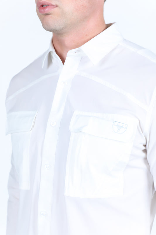 white portage emblem fishing shirt men platini detail
