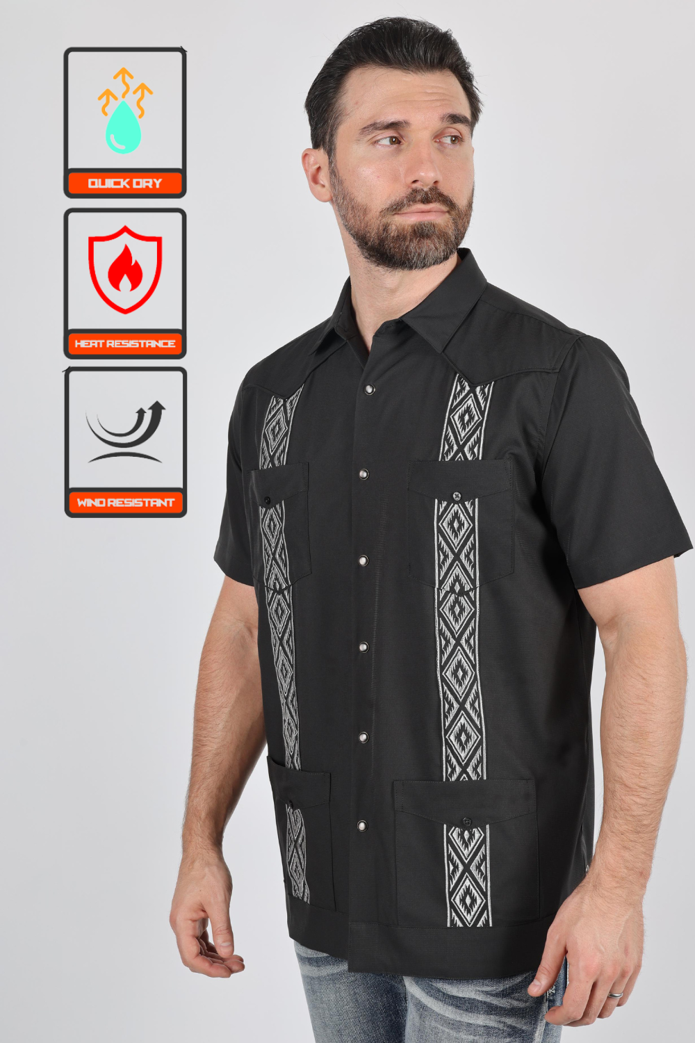 Men's Modern Charcoal GUAYABERA Shirt