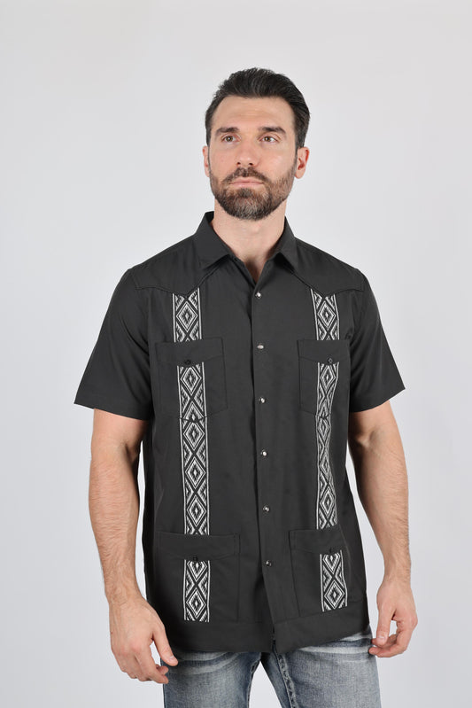 Men's Modern Charcoal GUAYABERA Shirt