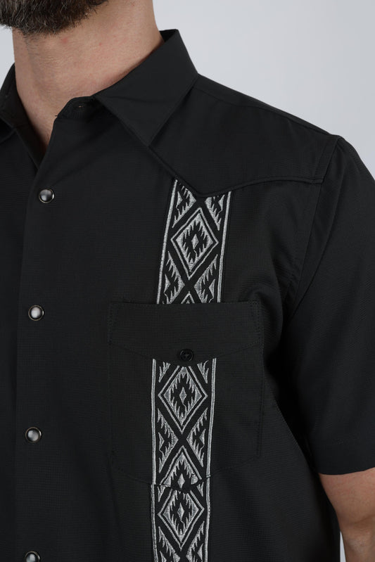 charcoal modern guayabera shirt men platini close-up