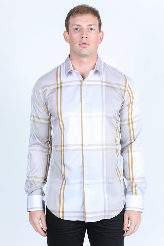 Men's Modern Fit Plaid Print Shirt