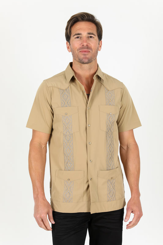 Men's Modern Khaki GUAYABERA Shirt
