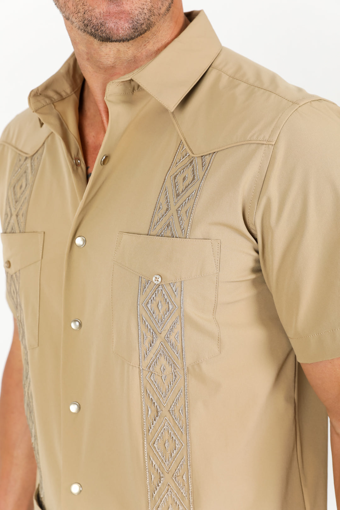 Men's Modern Khaki GUAYABERA Shirt